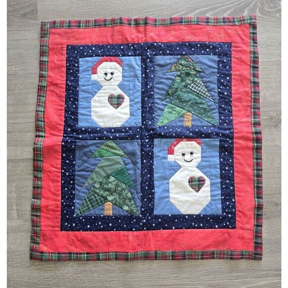 Christmas Patchwork Applique Handmade Tree/Snowman Decoration - Picture 1 of 10